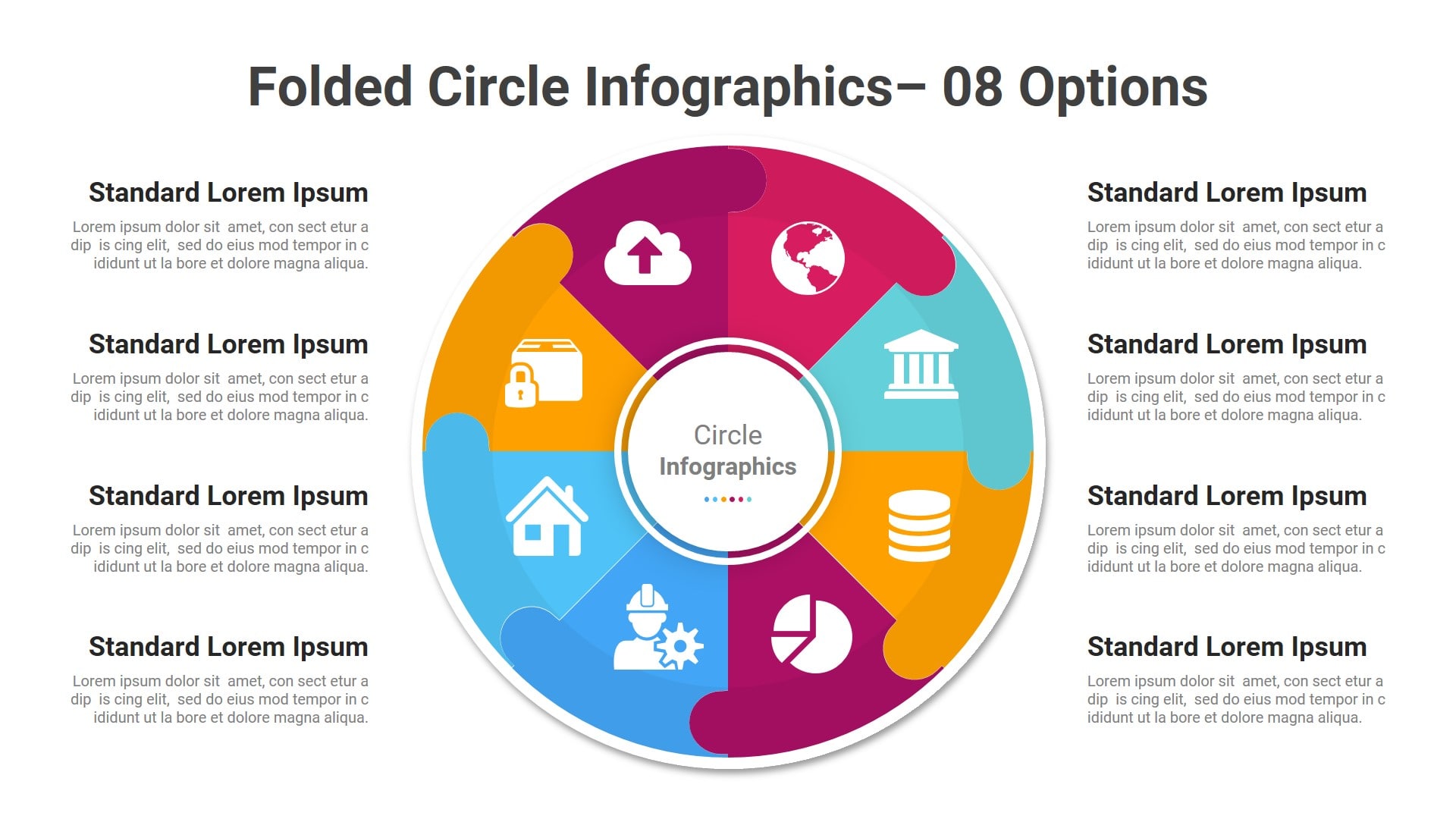 Circle Folded Diagram Infographics Powerpoint Template Marketing Former 1020