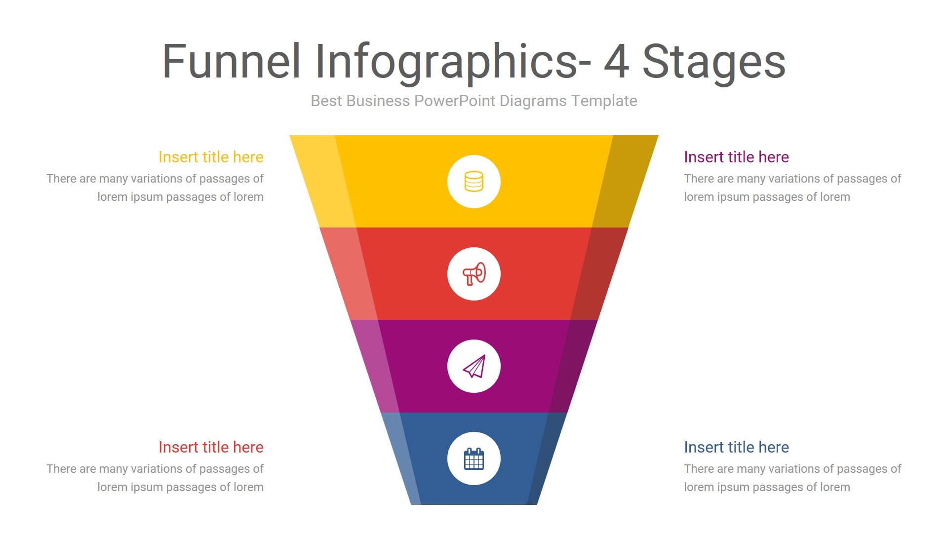 Funnel Infographics 4 levels PowerPoint Diagrams | Marketing Former